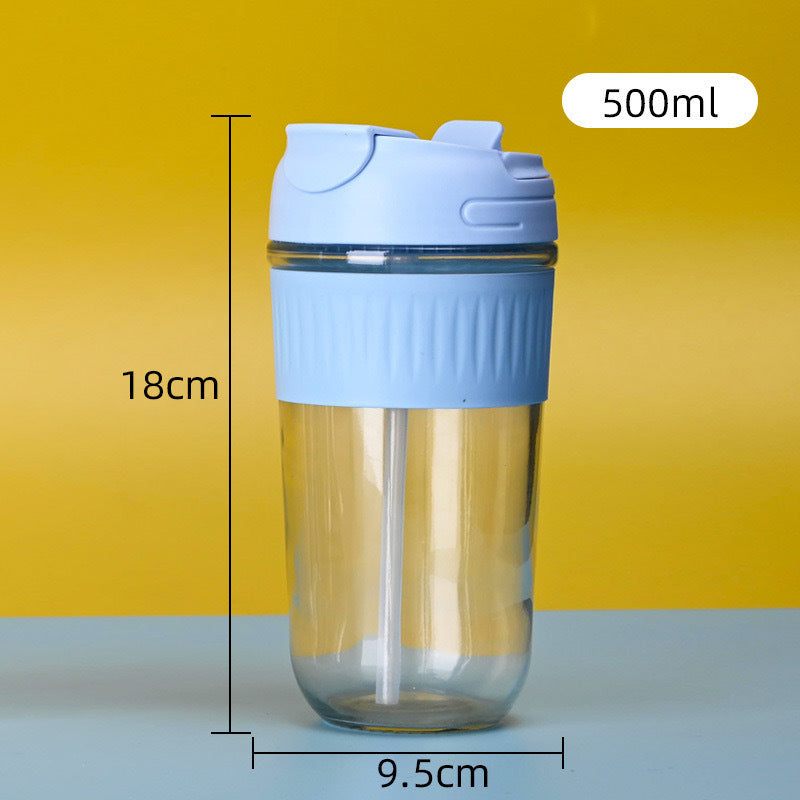 Large capacity straw double drink glass water home office portable opening event glass