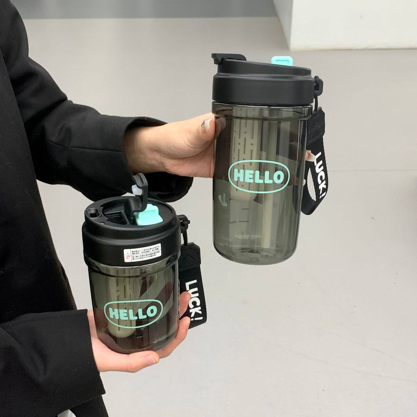 High-value Shuanghuan tea straw water cup portable student large-capacity gift advertising cup