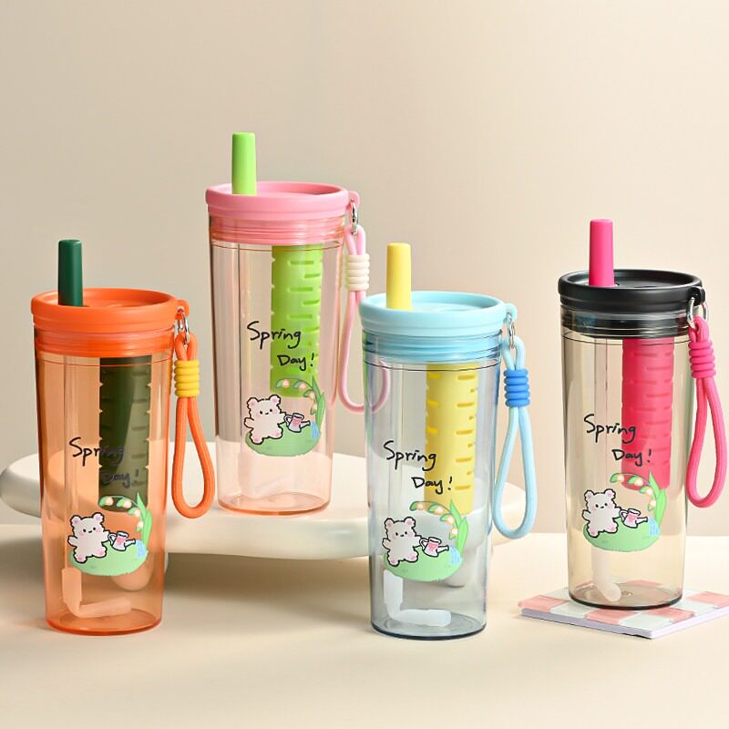 Summer high-value large-capacity straw cup student plastic cup tea water cup