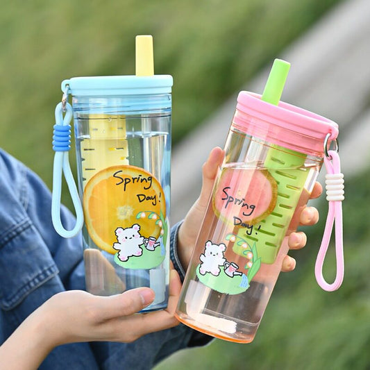Summer high-value large-capacity straw cup student plastic cup tea water cup